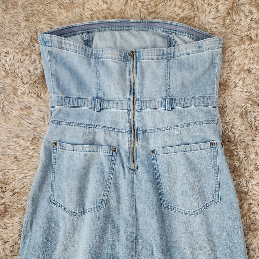 Free People Picture Perfect‎ Midi Dress Light Wash Denim Women's